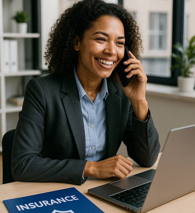 Confident insurance agent closing deals